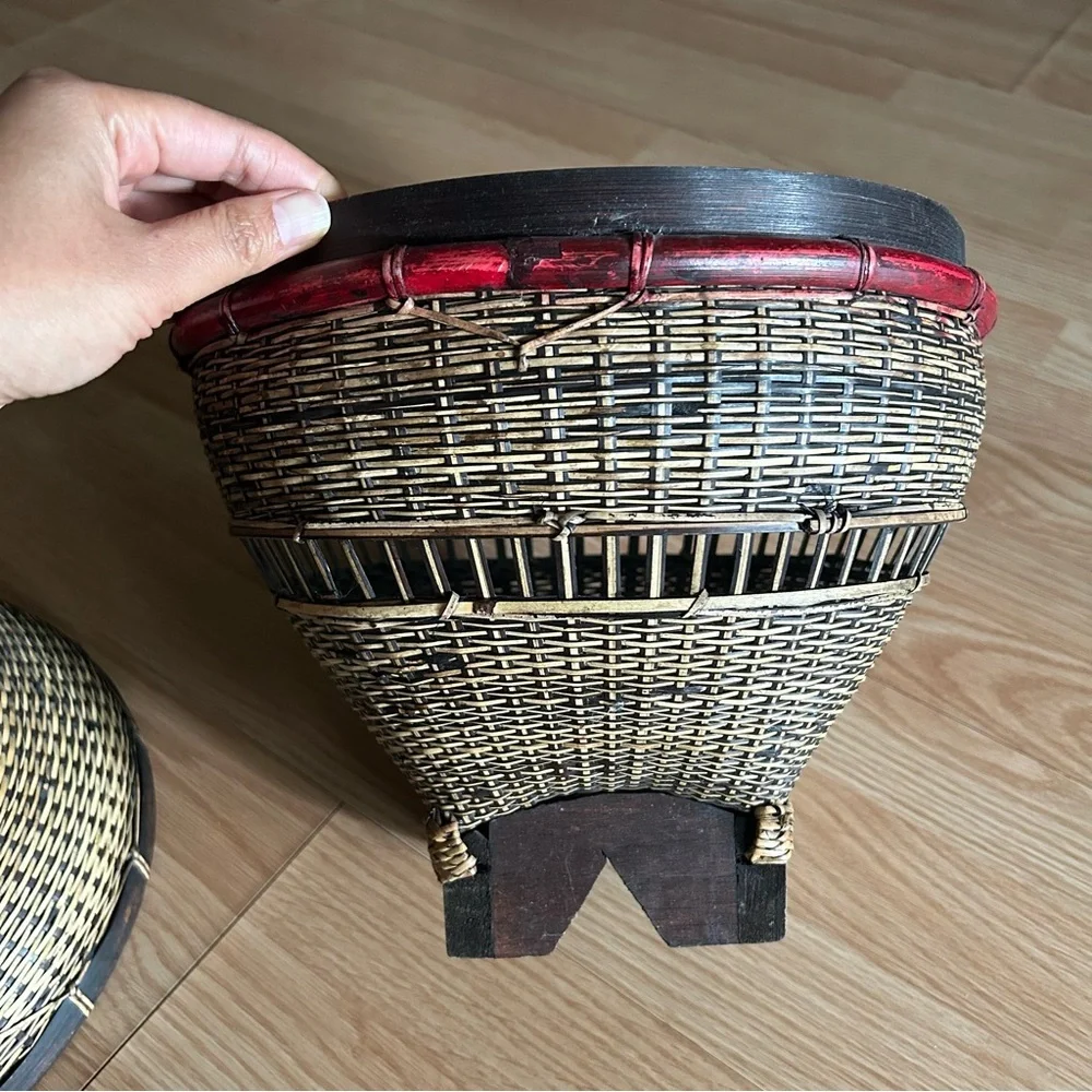 Traditional Vintage Asian Hand Woven Fishing Basket